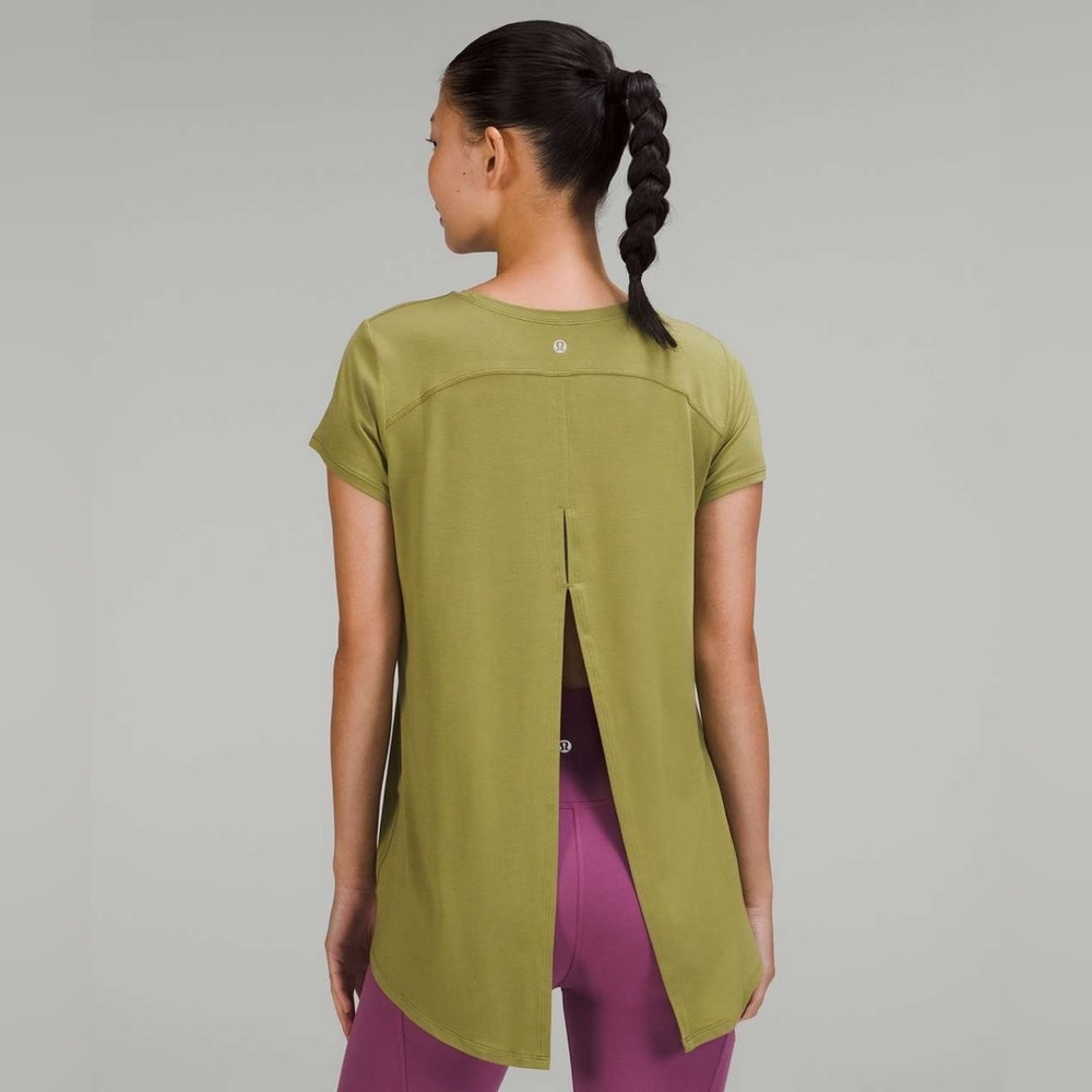 Lululemon Modal Open Up Tie Back Flowy Short Sleeve Workout Running T-Shirt